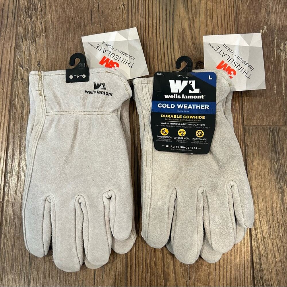 Lot of 2 Wells Lamont Cold Weather 3M Thinsulate Insulation Cowhide Gloves Large